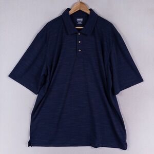 Kirkland Signature Polo Shirt Mens XXL Blue Space Dye Athletic Golf Performance